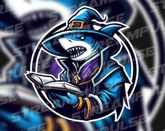 Custom Sorcerer Shark Logo for Twitch, YouTube, Kick | Gamer Logo, VTuber Logo, Mascot Design, Stream Branding