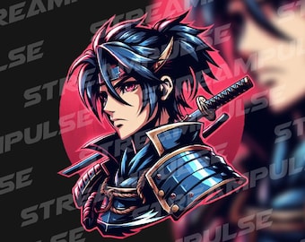 Custom Anime-Style Samurai Logo for Twitch, YouTube, Kick | Gamer Logo, VTuber Logo, Mascot Design, Stream Branding