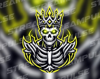 Custom Skull King Logo for Twitch, YouTube, Kick | Gamer Logo, VTuber Logo, Mascot Design, Stream Branding