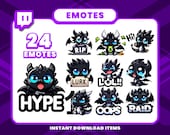 24 Black Dragon Animated Emotes, Twitch Emotes, Dragon GIF Emotes for Streamers, Emotes for Discord, High-Quality Animated Emote Pack
