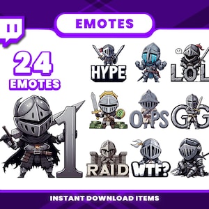 24 Medieval Warrior Animated Emote Pack, GIF Twitch Emotes, Animated Discord Emotes, Warrior Emotes for Streamers