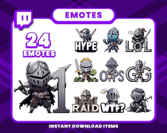 24 Medieval Warrior Animated Emote Pack, GIF Twitch Emotes, Animated Discord Emotes, Warrior Emotes for Streamers