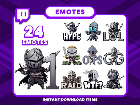 24 Medieval Warrior Animated Emote Pack, GIF Twitch Emotes, Animated Discord Emotes, Warrior Emotes for Streamers