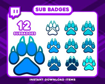 12 Wolf Footprints Sub Badges – Fantasy Twitch Tier Badges, High-Res Subscriber Badges for RPG, Elves, and Magic Stream Themes