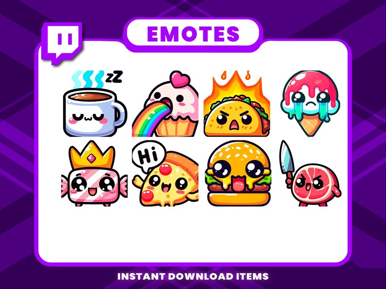Food Emotes 24 Cute Food Emote Pack, High-resolution Twitch Emotes, Discord Emotes ...