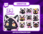 24 Black Wolf Emote Pack, High-Resolution Twitch Emotes, Discord Emotes, PNG Emotes for Streamers, Unique Emotes for Twitch, Cute Emote