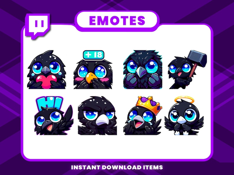 24 Black Raven Animated Emotes, Twitch Emotes, Raven GIF Emotes for ...