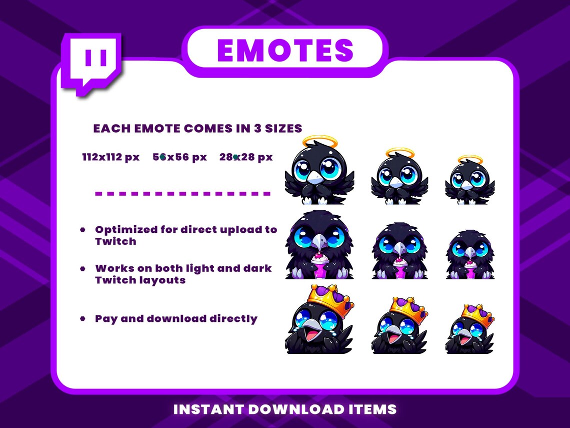 24 Black Raven Animated Emotes, Twitch Emotes, Raven GIF Emotes for ...