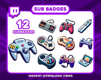 12 Joystick Sub Badges – Fantasy Twitch Tier Badges, High-Res Subscriber Badges for RPG, Elves, and Magic Stream Themes