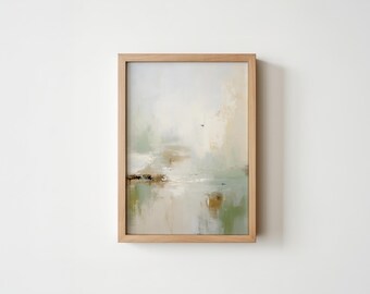 Minimalist Green Abstract Painting – Textured Neutral Wall Art (Digital Download)