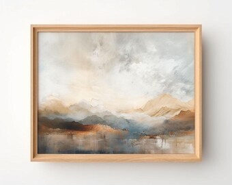 Stampa di paesaggio astratto – Toni beige terrosi, arte moderna da parete (download digitale)