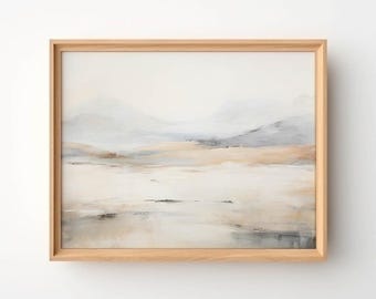 Stampa astratta di paesaggio beige, decorazione murale neutra (PDF)