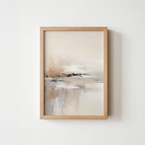 Beige and Gray Abstract Digital Print, Soft and Neutral Printable Wall Art, Downloadable Wall Decor, High-resolution PDF, Neutral Landscape