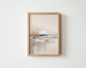 Lámina abstracta en tonos beige y gris, arte paisajístico neutro (PDF)