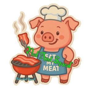 Adesivo de porco cozinhando bacon – “Coma minha carne” avental engraçado animal