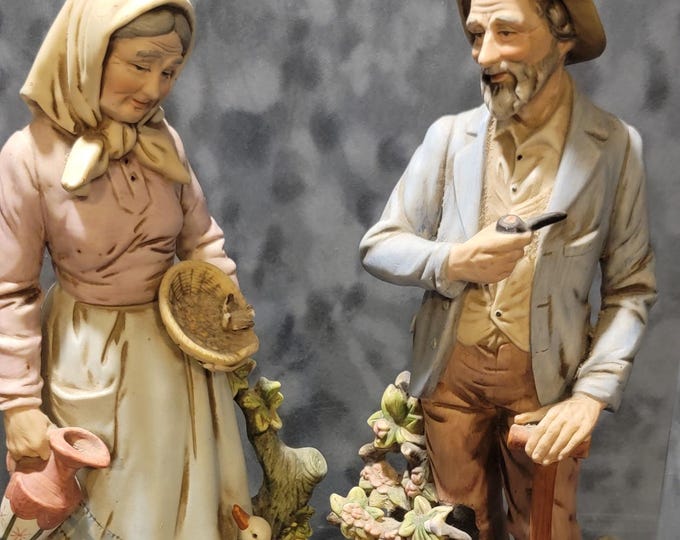 Vintage Farmer Couple Figurines – Cottagecore Farmhouse Decor”).