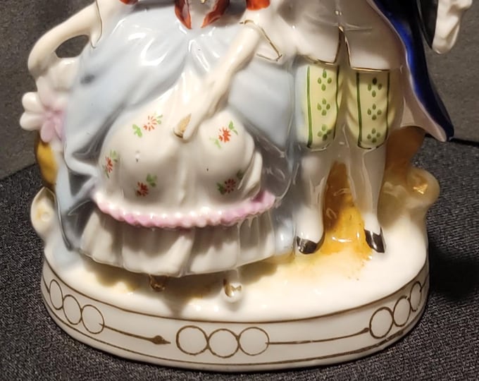 Vintage Porcelain Couple Figurine: Hand-Painted Romantic Victorian Japan Collectible