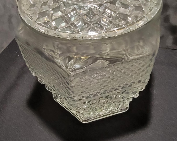 Vintage Cut Glass Candy Jar with Lid 8" Elegant Biscuit Jar