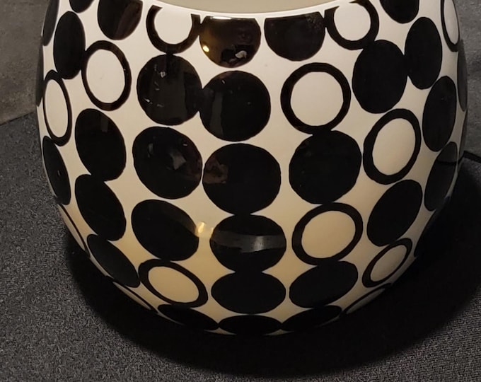 Jay Import Company Metro Collection Black & White Ceramic Bowl / Planter – Modern Circle Pattern Decor