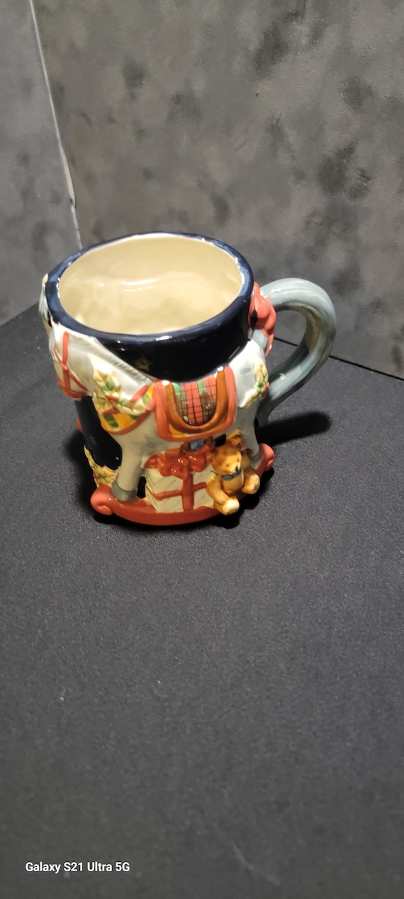 Certified International Susan Winget Rocking Horse Cottage Coffee Mug | Whimsical 3D Ceramic Collectible