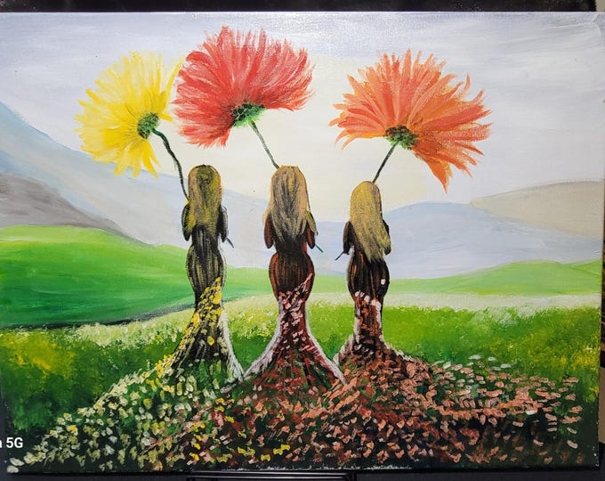 Flower Sisters 16x20 Acrylic on Canvas