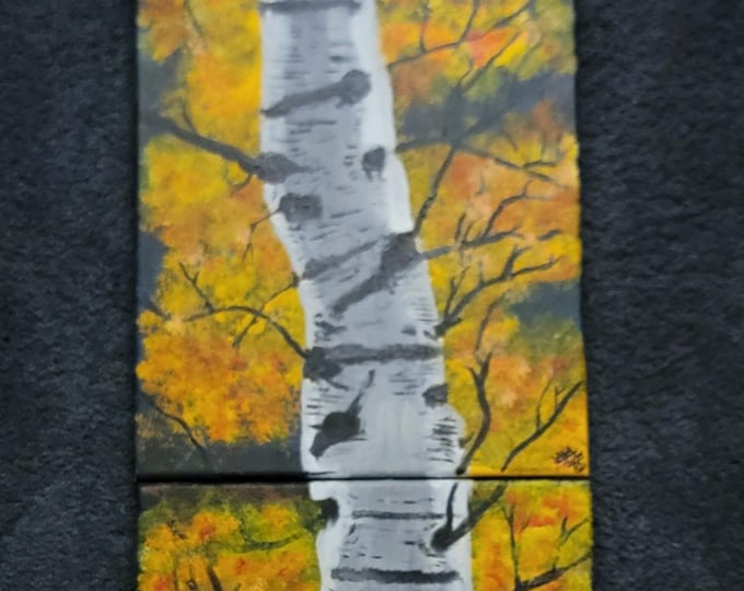 Golden Birch Award Triptych acrylic painting
