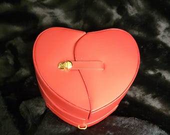 Vintage Wolf Design Leather Heart Jewelry Box- Price Reduced!