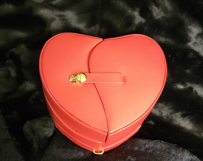 Vintage Wolf Design Leather Heart Jewelry Box- Price Reduced!