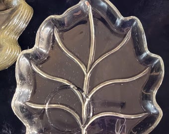 Vintage Clear Oak Leaf Plate