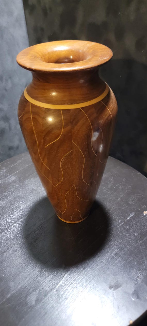 Handcrafted Wooden Vase byJerry Tieszen , San Diego Artisan Woodturning ,Polished Hardwood Vessel | Natural Home Décor |Collector Art Piece