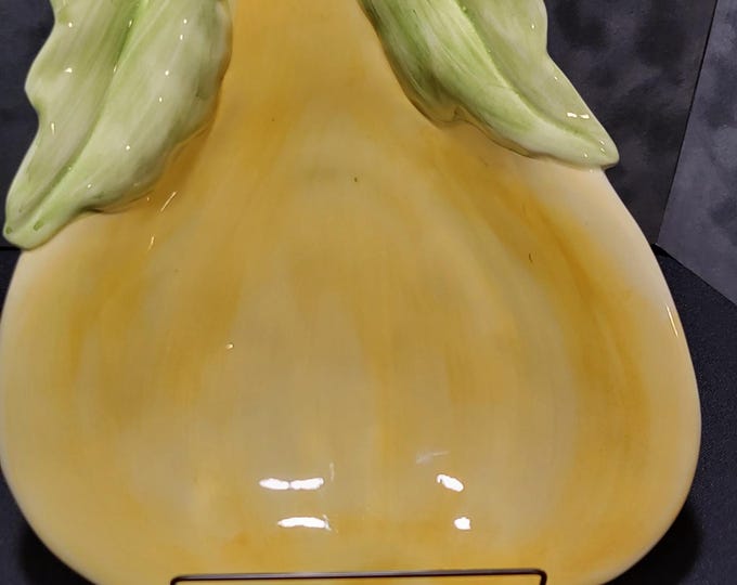 Vintage Italian Ceramic Pear Serving Dish  Rustic Farmhouse Decor