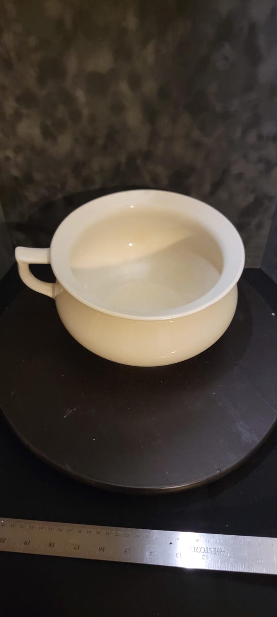 Vintage White Ceramic Chamber Pot | Farmhouse Décor, Primitive Pottery, Rustic Planter