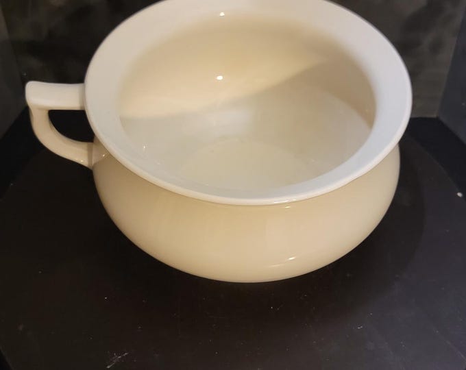 Vintage White Ceramic Chamber Pot | Farmhouse Décor, Primitive Pottery, Rustic Planter