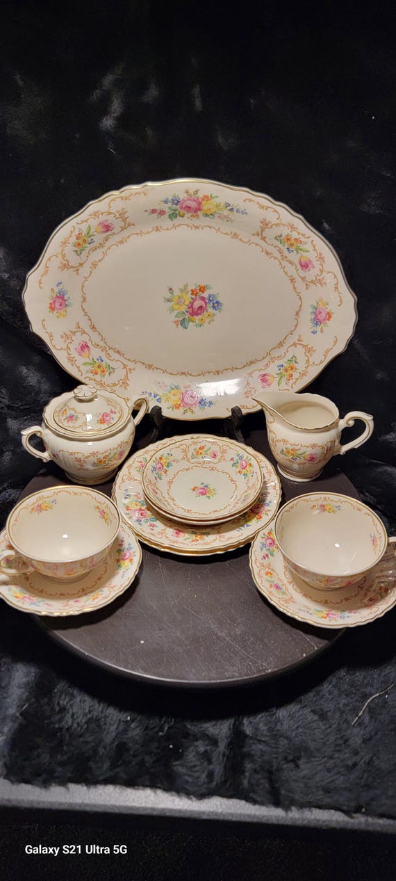 Federal Ware Rose Floral with Gold Scroll Trim – Vintage Tea Set”