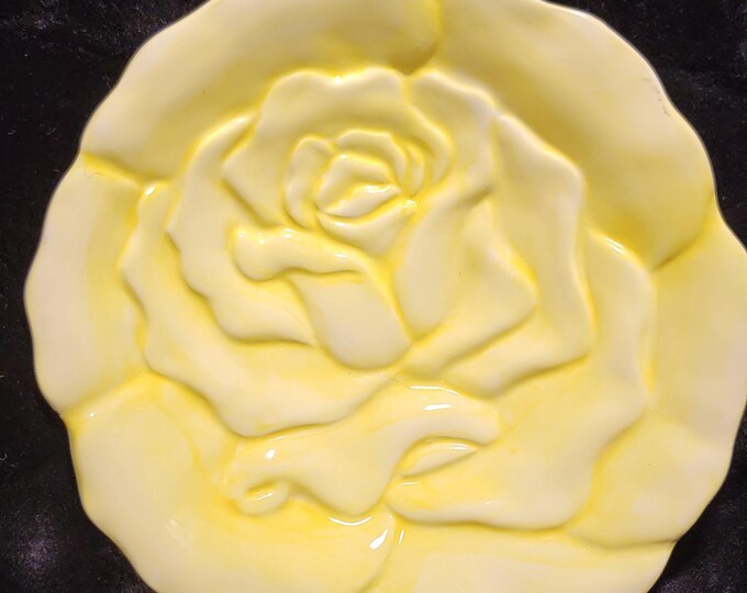 Vintage Italian Yellow Rose Bowl / Luncheon Plate