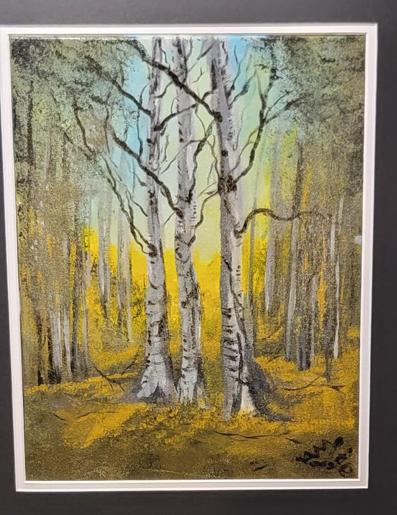 Morning Light in the Birch Forest -Acrylic Painting