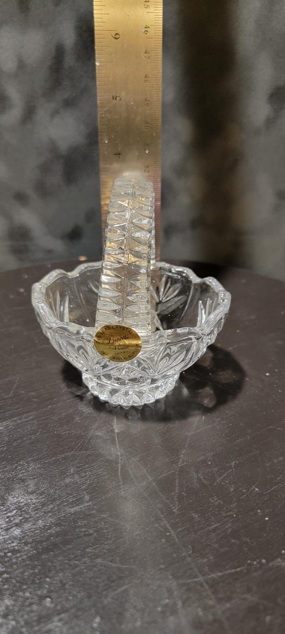 Princess House Lead Crystal Basket: Vintage German Hand-Cut Glass