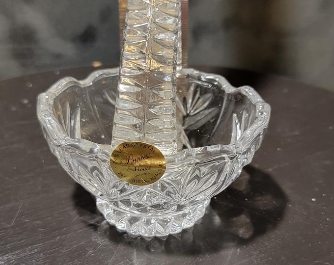 Princess House Lead Crystal Basket: Vintage German Hand-Cut Glass