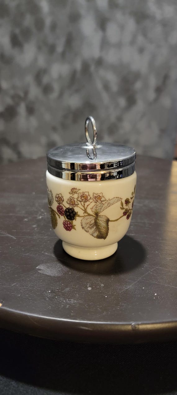 Vintage Royal Worcester Preserve Pot: Evesham Style Bone China Jam Jar