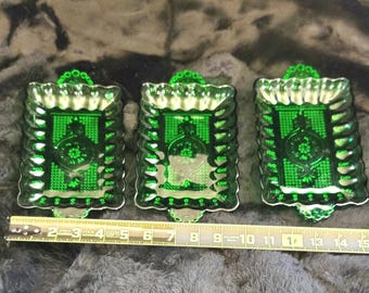 Vintage Emerald Green Glass Vanity/Relish Dish