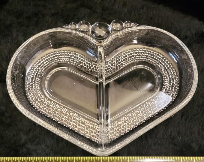 Vintage Duncan & Miller Teardrop Pattern Divided Heat Glas Dish 1930's
