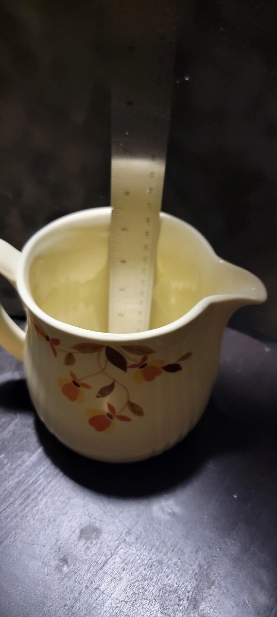 Vintage Hall’s Superior Floral Creamer | 1940s–1950s Hall China Pitcher | Autumn Leaf Pattern | USA Pottery Kitchenware