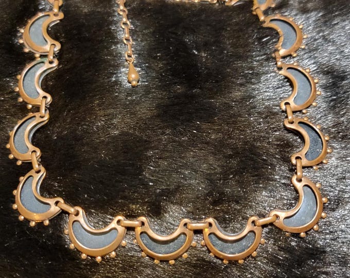 Vintage Renoir of California Copper Necklace – Mid-Century Modern Crescent Link Choker (1950s)