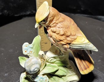 Vintage Lefton Porcelain Cardinal Figurine with Snail | Hand-Painted Mid-Century Bird Sculpture | Nature Woodland Decor | Made in Japan