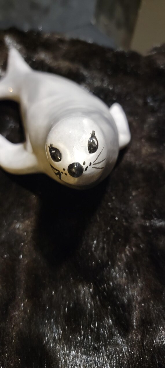 Vintage Arnels Ceramic Seal Figurine | Hand-Painted Pottery Animal | 1970s Studio Art Collectible | Coastal Home Decor