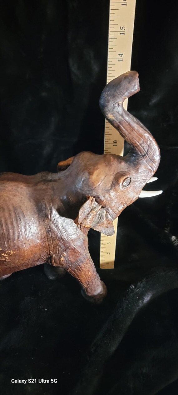 Vintage Leather Wrapped Elephant Trunk Up
