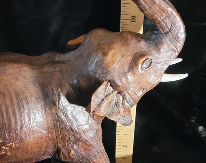 Vintage Leather Wrapped Elephant Trunk Up