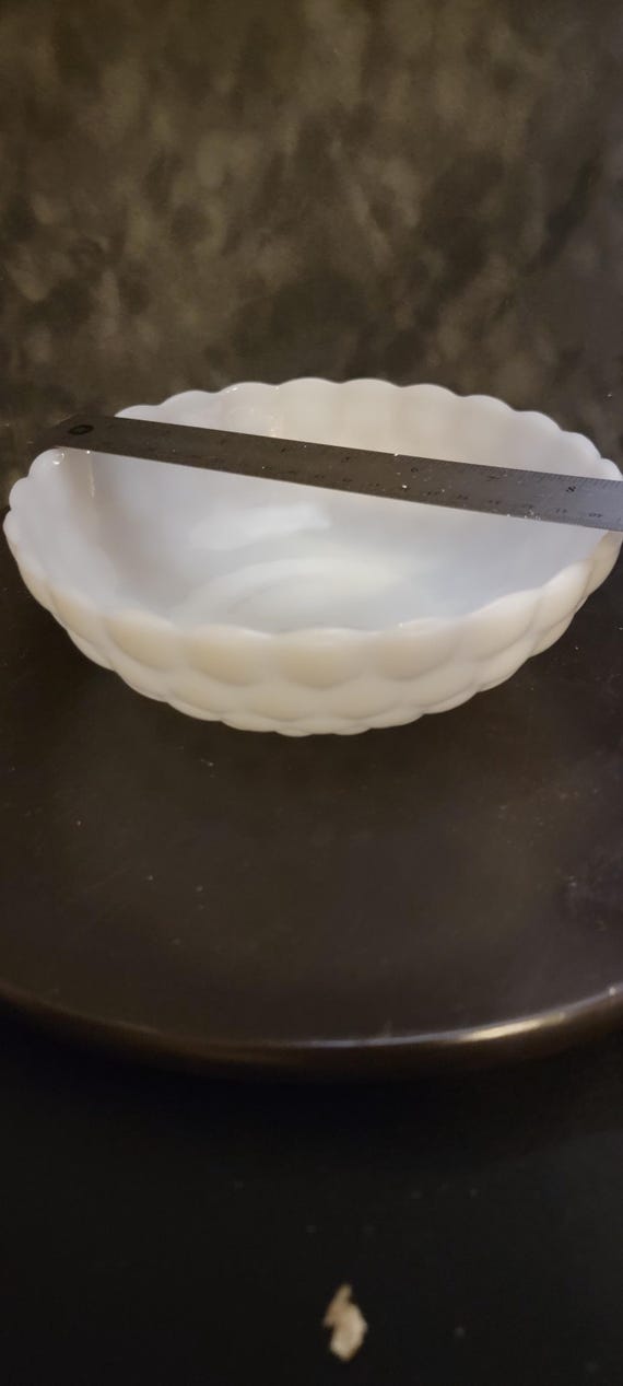 Vintage Milk Glass Hobnail Bowl: 7" Scalloped Candy Dish, Mid-Century Farmhouse Decor
