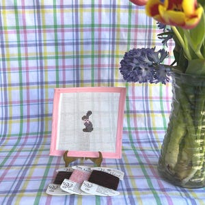 Mini Pink Chocolate Bunny Handpainted Needlepoint Canvas 13 Mesh | Kitting Options Available