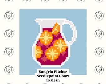 Sangria Pitcher Needlepoint Chart 13 Mesh | Instant Digital Download